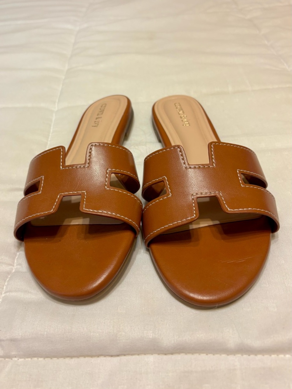 crown & ivy Tan Slide Sandals